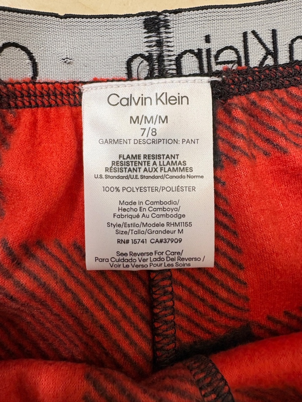 ⭐️ NWT- Calvin Klein Red & Black Buffalo Plaid Pajama Pants- size M/ 7/8 - Picture 2 of 5